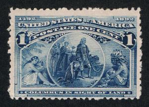 GENUINE SCOTT #230 MINT OG NH 1893 DEEP BLUE 1¢ COLUMBIAN EXPOSITION ISSUE