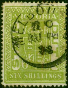 Victoria 1891 6d Apple-Green SG272a Wmk Upright Fine Used