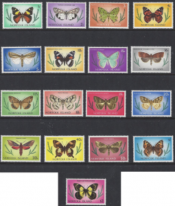 Norfolk Island #201-17, mint set, butterflies issued 1976-7