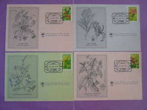 flowers Royal Horticulture Society set of 4 maximum cards Sao Tome 1979