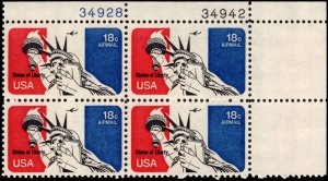 US #C87 18¢ STATUE OF LIBERTY MNH UR PLATE BLOCK #34942-34928 DURLAND $1.50