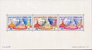 Laos 1964, VINTAGE UNESCO Souvenir Sheet, Saving Nubian Monuments, Scott #89-91