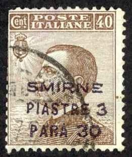 Italy Smyrna Sc# 12 Used 1922 3pi30pa on 40c Overprint