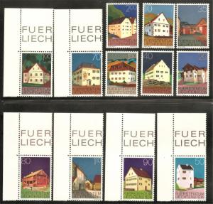 LIECHTENSTEIN Sc# 638 - 649 MNH FVF Set-12 Houses