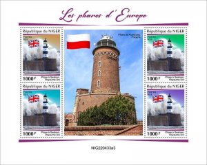 Niger - 2022 European Lighthouses - 4 Stamp Sheet - NIG220433a3