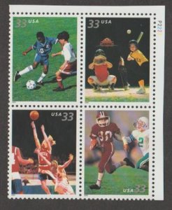 U.S. Scott #3399-3402 Youth Team Sports Stamp - Mint NH Plate Block