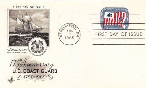 1965 US Coastguard FDC pre printed postcard