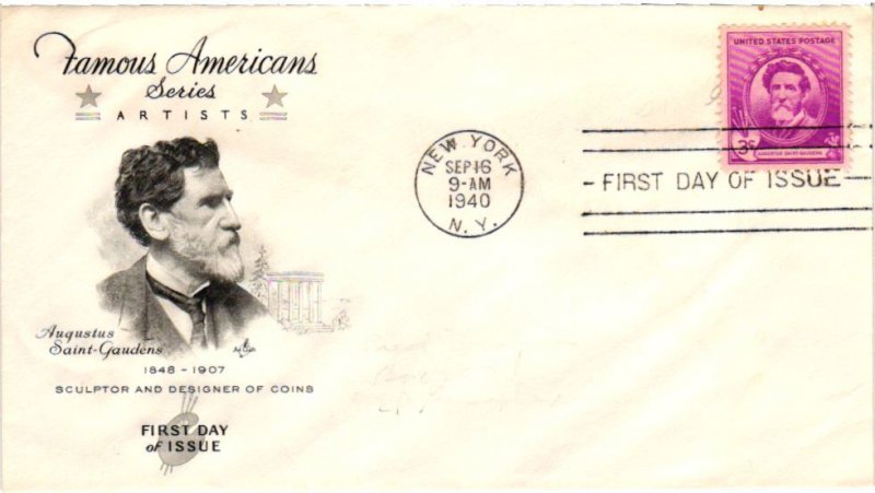 #886 Augustus Saint Gaudens Famous Americans - Artcraft Cachet DH