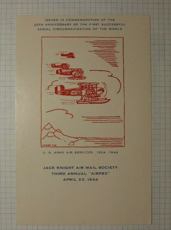 Jack Knight AIRPEX 1944 US Army Air Services Philatelic Souvenir Ad Label