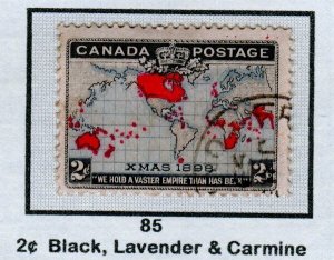 SC# 85 - (2c) - Map of British Empire, black, lavender & carmine, used