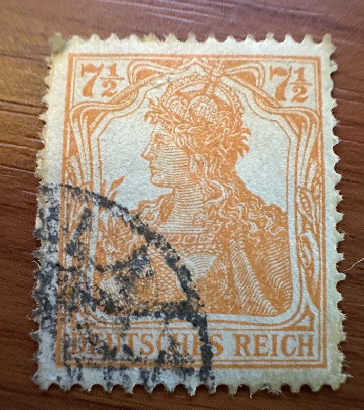 Germany 1916 - Germania orange 7 1/2 pfng. Used. F/H. Scott 98.