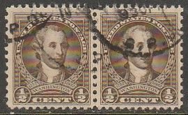 U.S. 704, ½¢ WASHINGTON BICENTENNIAL ISSUE. USED HORIZONTAL PAIR. F. (674)