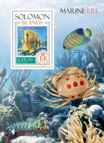 SOLOMON ISLANDS 2014 SHEET MARINE LIFE FISHES CRABS slm14203b