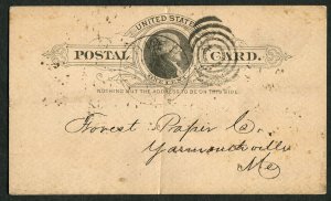 1887 Dover NH to Yarmouthville ME Postal Card I.B. Williams & Sons Paper Mill
