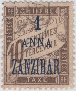 French Offices Zanzibar 1897 used Sc J2 1a on 10c Postage Due