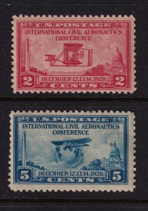 1928 Aeronautics Conference 2c & 5c Sc 649 & 650 MNH set complete (KL