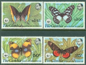 EDW1949SELL : GAMBIA 1980 Scott #404-07 Butterflies. Very Fine, Mint NH. Cat $60