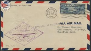 Cuba 1931 First Flight Cover St. Thomas - Nuevitas | Edifil C63 | CU11572