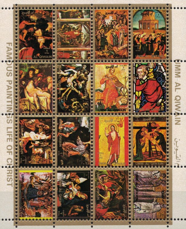 UMM AL QIWAIN 1972-Famous paintings, life of Christ/minisheet MNH (small format)