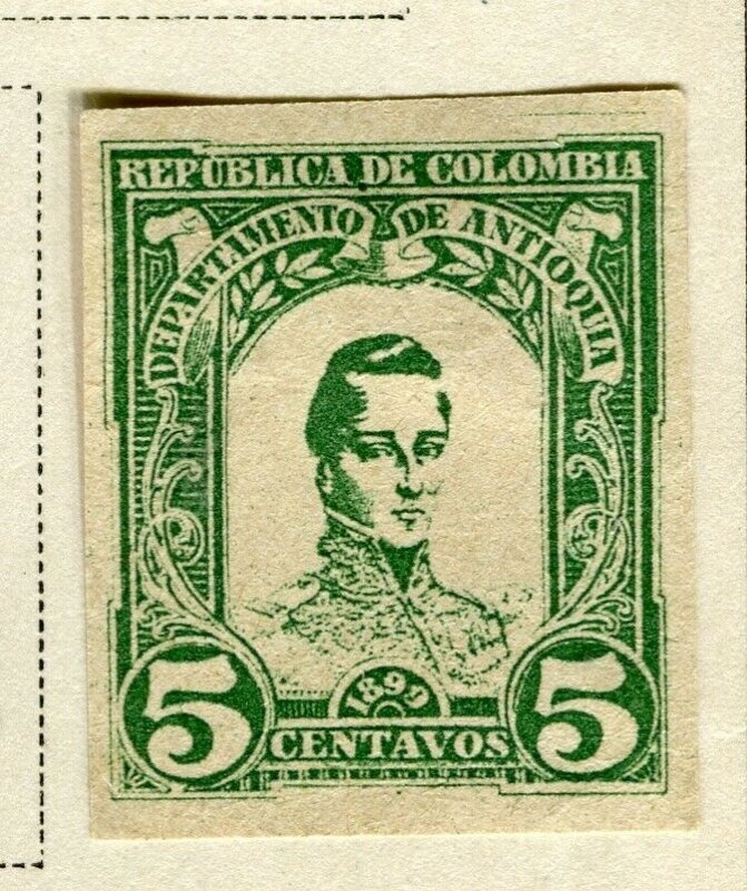 COLOMBIA ANTIOQUIA; 1899 early Bolivar issue Mint hinged 5c. IMPERF value