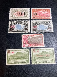 Reunion Scott 107 112-13 116 177A 223 Mint Overprints