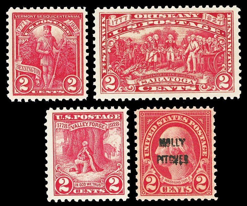 Scott 643-646 2c Red Issues Mint F-VF NH Cat $10.65