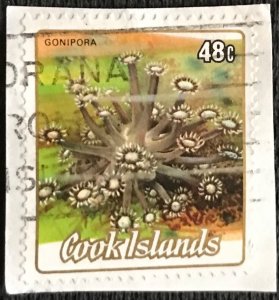 Cook Islands Used #801Used Single OP Gonipora Coral SCV $.80 L16