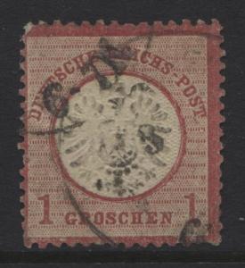 GERMANY. -Scott 17 - Embossed -1872 - Used - Rose -Single 1gr Stamp