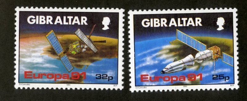 1991 Gibraltar Space - Europa Issue (2)  (Scott 585-86) MNH