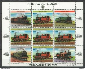 1984 Paraguay Transportation Steam Trains Leaders Michel 30 Euro 1Kb ** Ec131