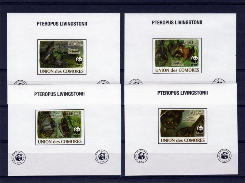 Comoro Is.2009 WWF Livingstone's Fruit Bat 4 S/S MNH VF 