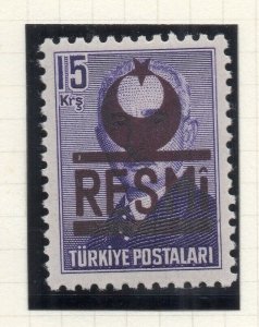 Turkey 1951-54 Early Issue Fine Mint Hinged 15k. Resmi Optd NW-17780