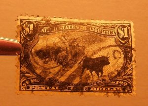 1898 Trans-Mississippi $1 black Sc 292 used single CV $700