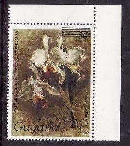 Guyana-Sc#1700- id9-unused NH single-Flowers-Orchids-1986-9-