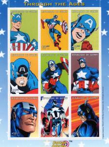 GUINEA 1999 SHEETLET (9) CAPTAIN AMERICA MNH Mi.#2296/304