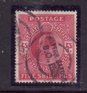 Great Britain-Sc#140a-used 5sh carmine KEVII-1902-11-