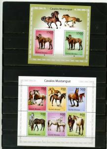 GUINEA BISSAU 2010 FAUNA HORSES SHEET OF 6 STAMPS & S/S MNH