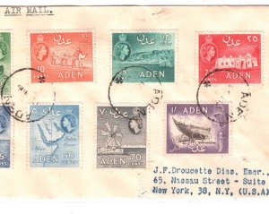ADEN QEII Air Mail Cover Registered USA New York 1953 {samwells-covers}KA247