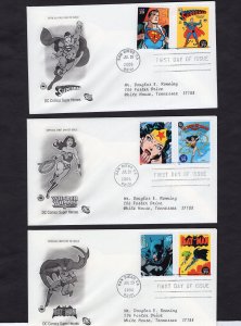4084a-t Comic Heroes, set/10 FDC PCS addressed