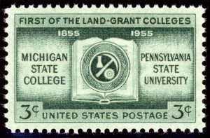 US 1065 3c 1955 First of the Land=Grant Colleges Centennial PSAG grade 100 NH