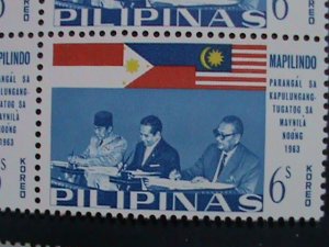 ​PHILIPPINES-1965-SC# 936-8 SIGNING  MANILA ACCORD-MAPILLINDO -MNH BLOCKS- VF