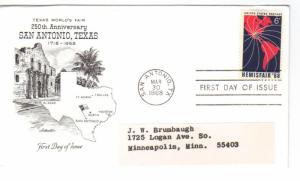 US 1340 (Me-4) 6c HemisFair '68 Exposition on FDC Artmaster Cachet ECV $5.00