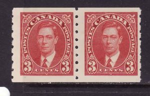 Canada-Sc#240-Unused NH 3c carmine KGVI mufti coil pair-og-1937-Cdn930-