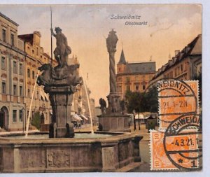 GERMANY (POLAND) Card *Schweidnitz* VIEW-SIDE FRANKING 1921 Transvaal ZV247