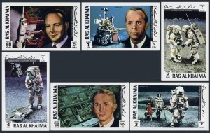 Ras Al Khaima 701B-706B imperf,MNH. Apollo 14,1972.Michell,Shepard,Roosa.