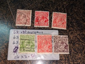 Australia # 62 u, 63 u, 63a u, 116 u x2