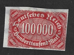 Germany Scott 209a  Mint 100,000m imperf stamp 2018 CV $52.50