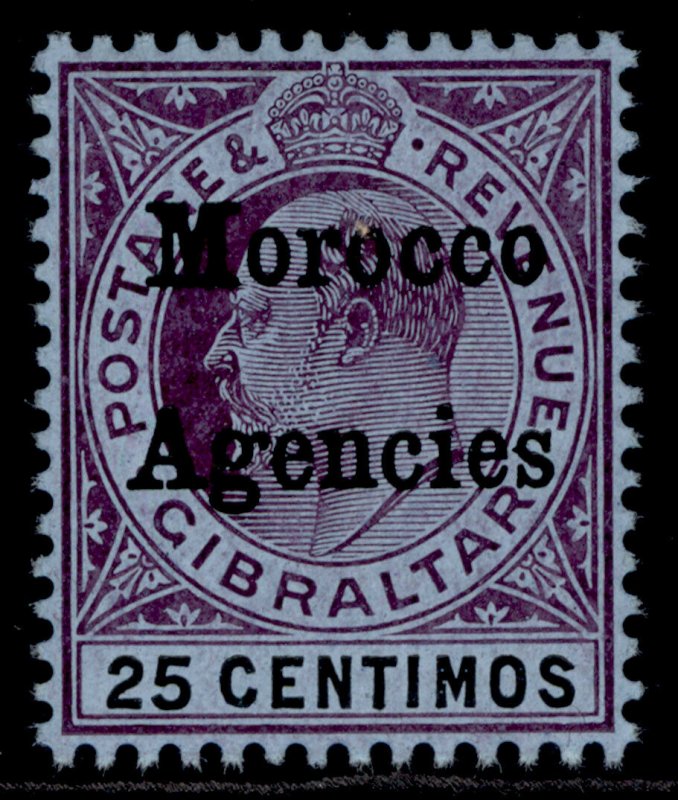 MOROCCO AGENCIES EDVII SG27, 25c purple & black/blue, LH MINT. Cat £70.