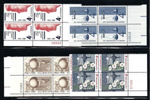 1163 1186 1189 1192, PLATE # BLOCKS/4, nice, XF, MINT NH