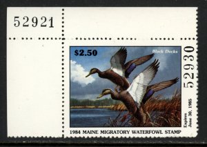 MAINE SCOTT #1 1984 DUCK STAMP ISSUE PLATE NUMBER SINGLE MNH OG VF CAT $20!